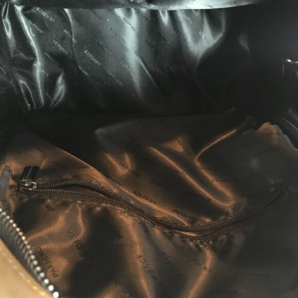 Versace Parfums Backpack Bronze Nylon Medusa Logo Top Handles 13" - Picture 14 of 14